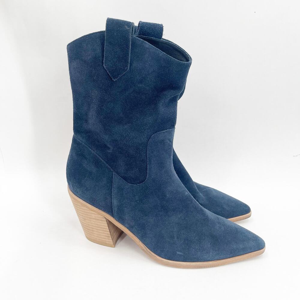 SILENT D Boots Size 40 (US 9) Ivette Western Booties Suede Pull On Chunky Heel